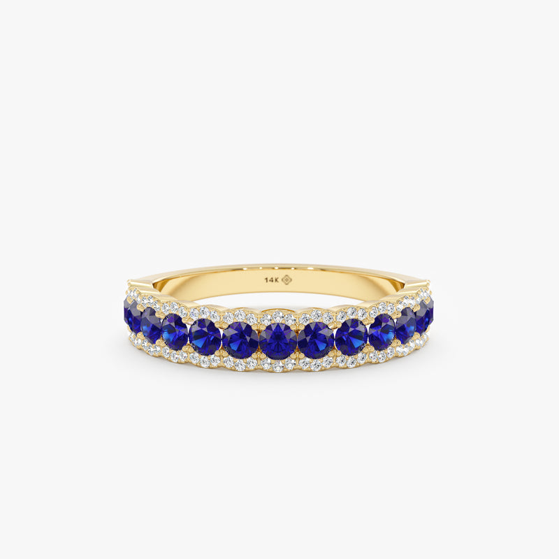 yellow gold diamond sapphire ring