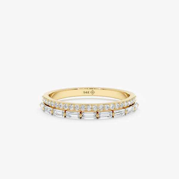 double band half eternity diamond ring in solid gold 