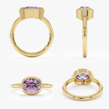 Amethyst and Claw Diamond Accent Ring, Xiomara