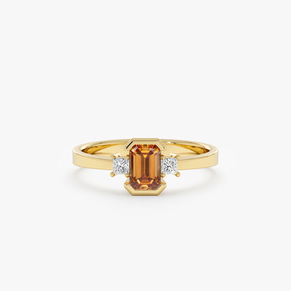 citrine bezel engagement ring in 14k solid gold 