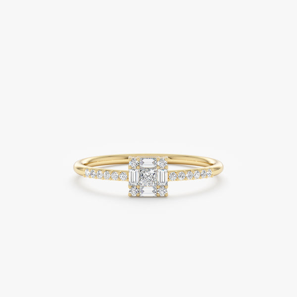 diamond cluster engagement ring in solid gold