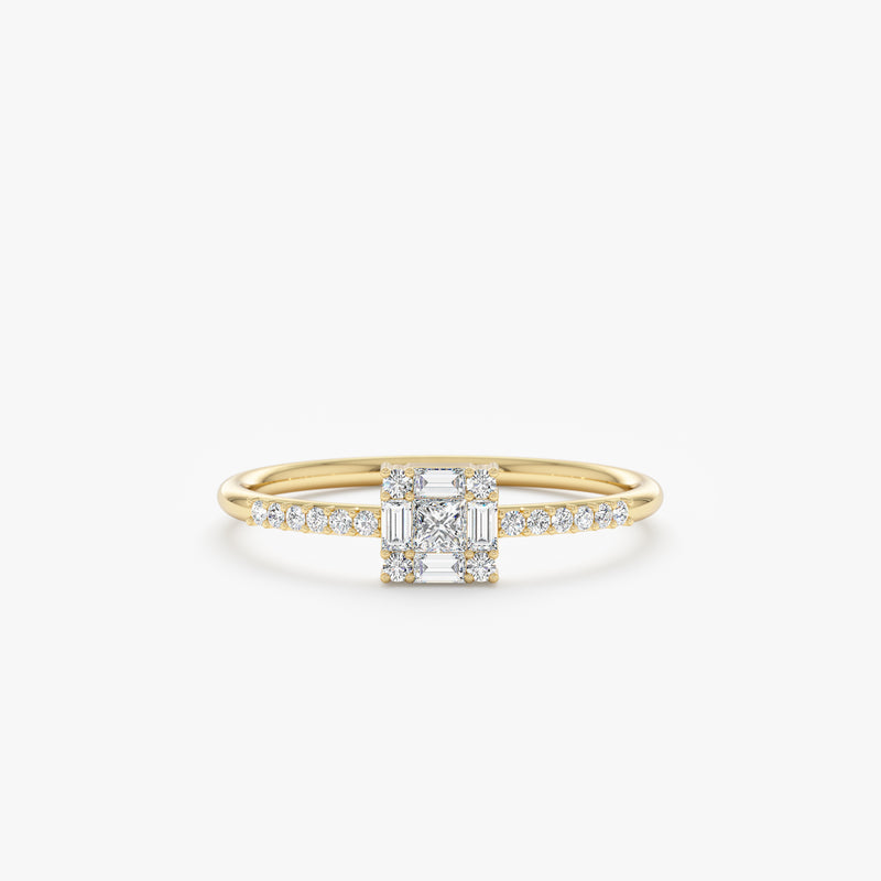 diamond cluster engagement ring in solid gold