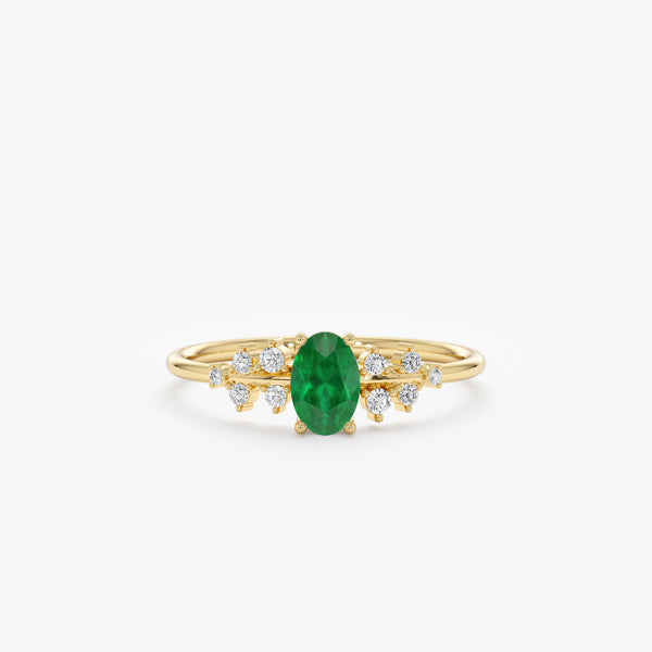 Emerald and White Diamond Engagement Ring