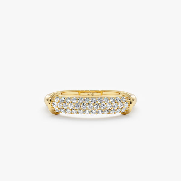 solid gold dome ring paved with natural white diamonds