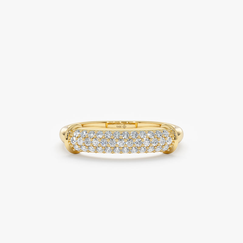 solid gold dome ring paved with natural white diamonds