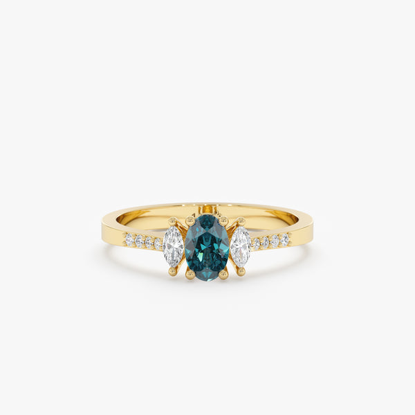 yellow gold blue sapphire engagement ring
