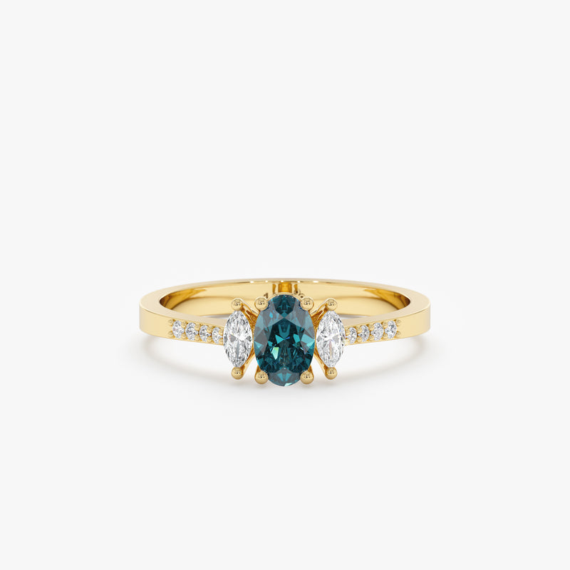 yellow gold blue sapphire engagement ring