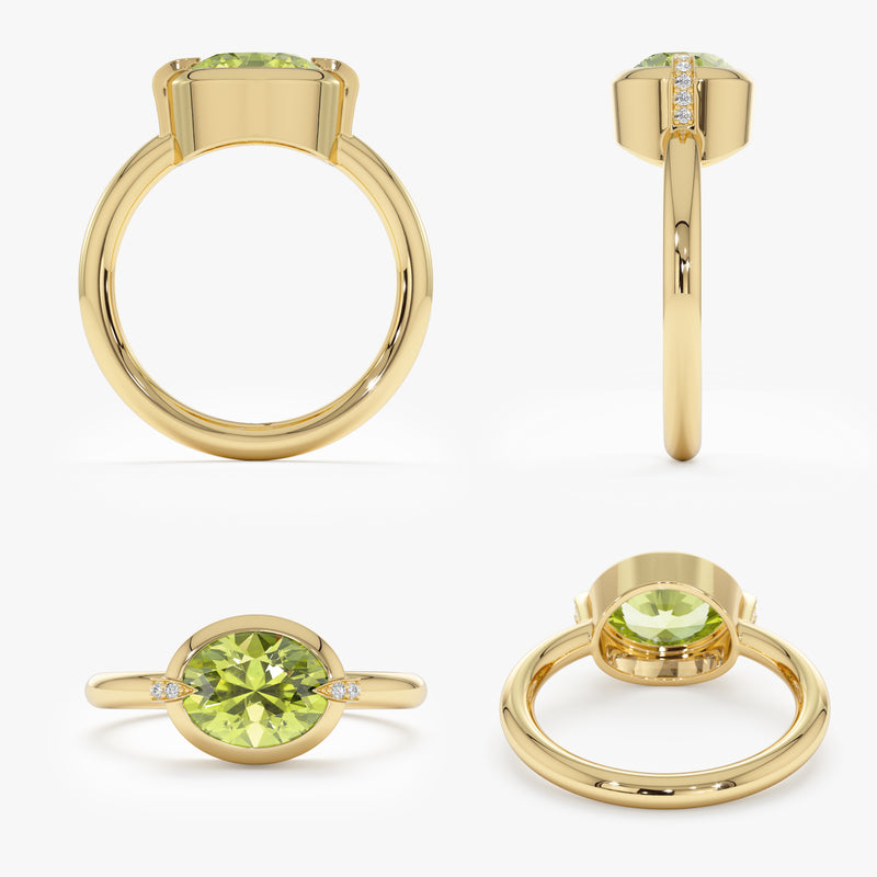 Peridot and Claw Diamond Accent Ring, Xiomara