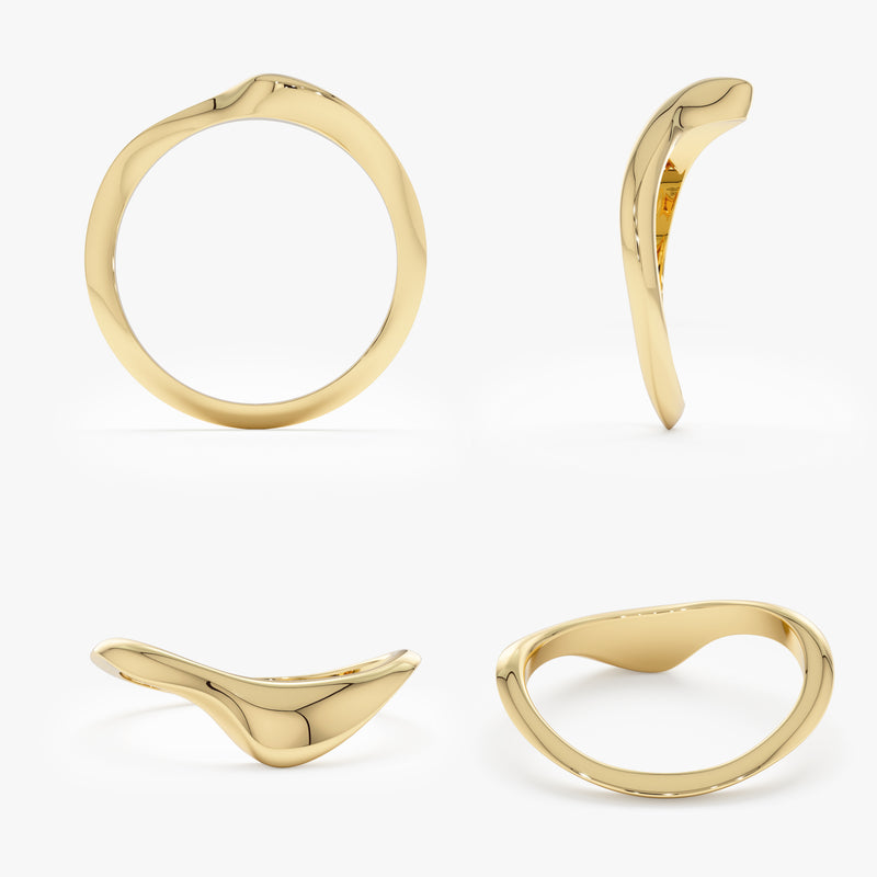 Gold Curved Round Pointed Ring, Amelie