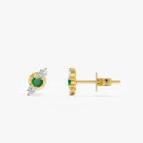 ethically sourced natural diamond and emerald petite earrings