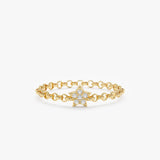 14k Diamond Star Chain Ring, Vega