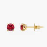 Lab-Grown Round Ruby Stud Earrings, Carmine