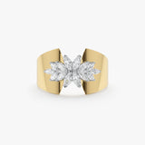 yellow gold marquise diamonds wide band