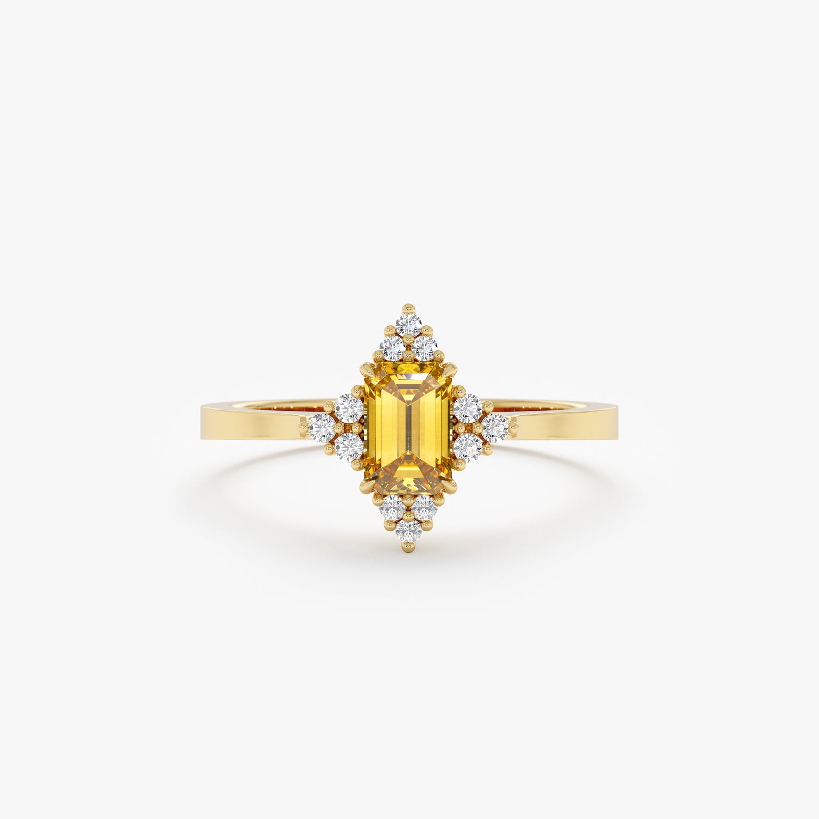 Brilliant hotsell Yellow Sphene & White Topaz Yellow Gold Halo Ring