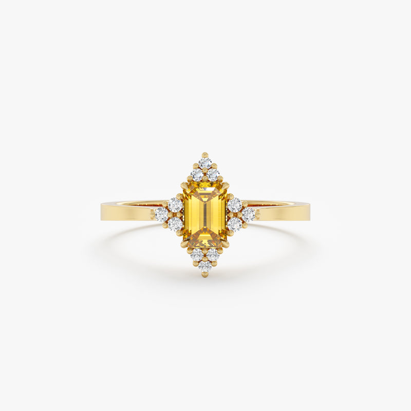 Diamond and Yellow Topaz Engagement Ring