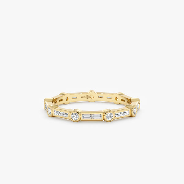 mixed round and baguette diamond eternity ring 