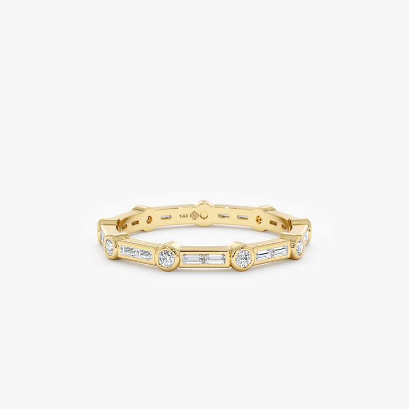 mixed round and baguette diamond eternity ring 