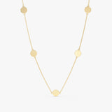solid yellow gold multiple disc pendants station necklace
