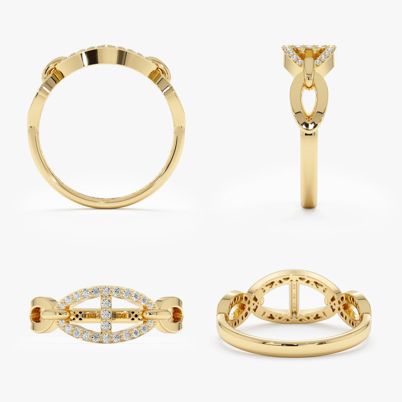 Gold Diamond Chain Link Ring, Bexley