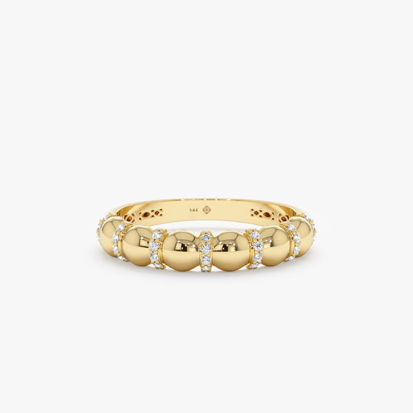 14k solid gold bubble ring with diamonds