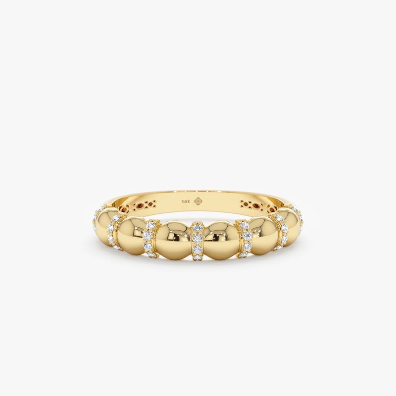 14k solid gold bubble ring with diamonds