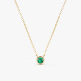 14k Gold Emerald Bezel Necklace in Yellow Gold