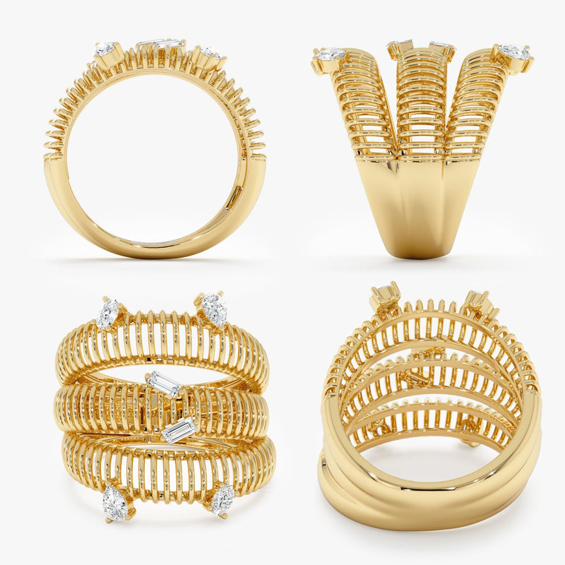 Unique Statement Ring in Yellow Gold