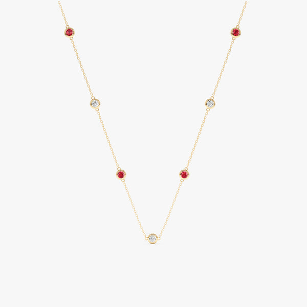 Ruby Diamond Station Necklace, Colette