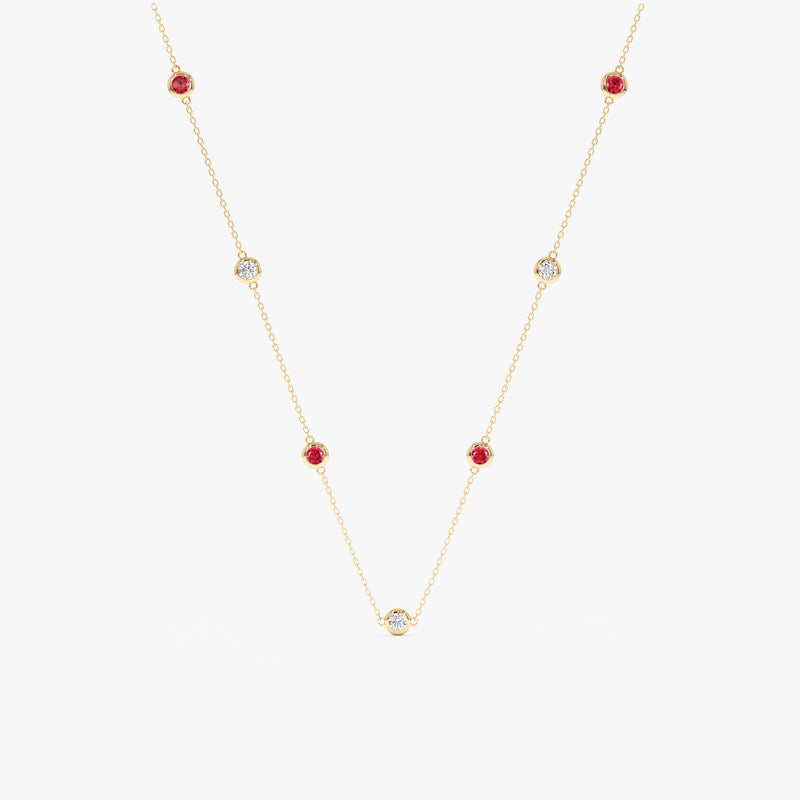 Ruby Diamond Station Necklace, Colette