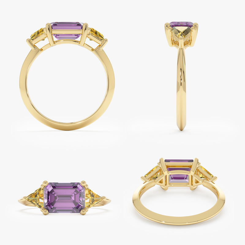 Amethyst Citrine Engagement Ring, Aqila