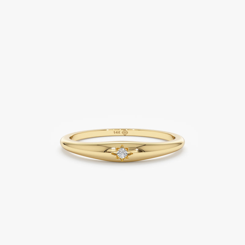 Petite starburst diamond ring in yellow gold