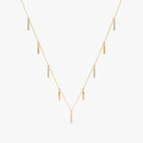 handcrafted 14k solid gold multiple diamond bar necklace