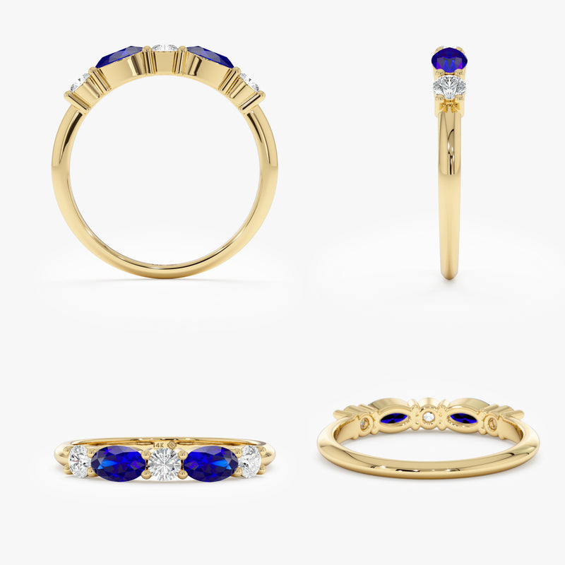 Blue Sapphire and Diamond Anniversary Ring, Mara