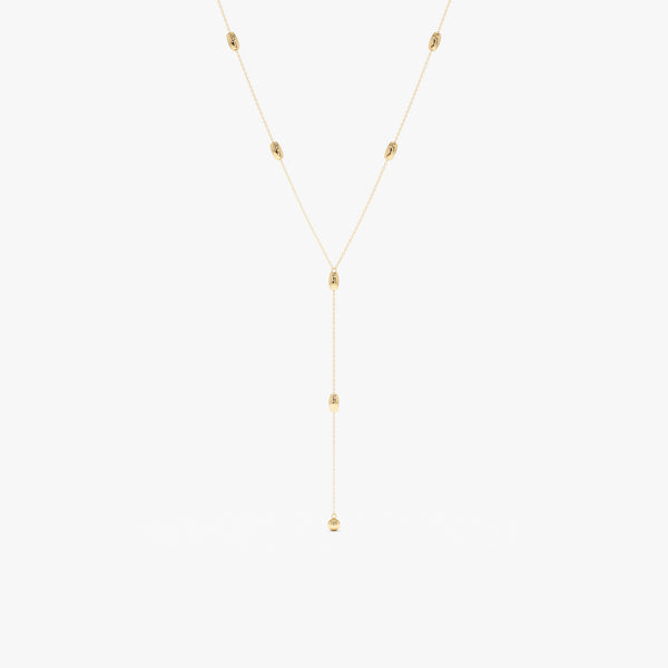 Solid Gold Beaded Lariat Necklace, Lyla