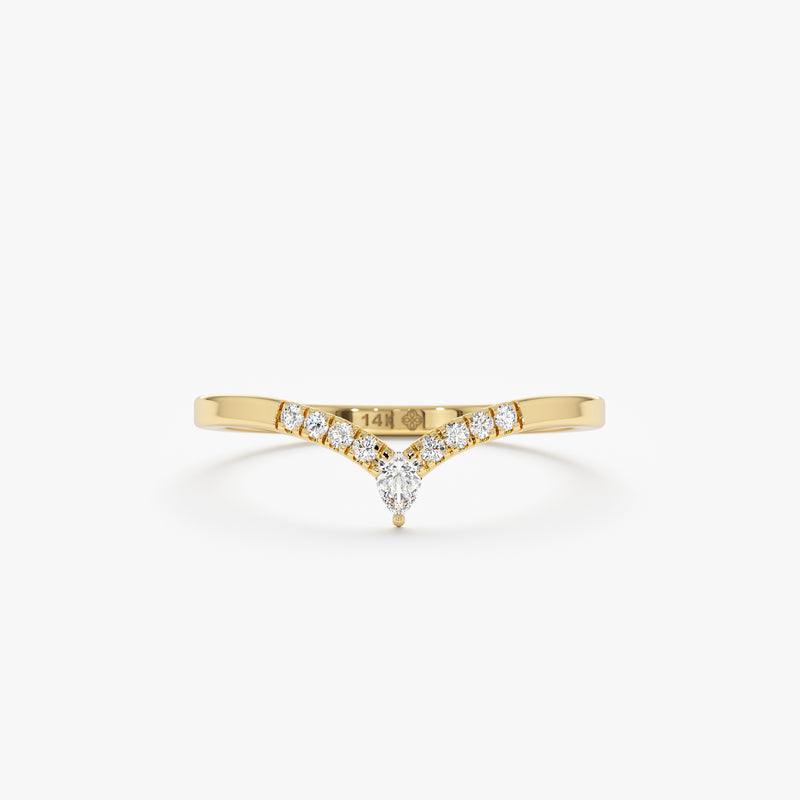 yellow gold diamond v ring