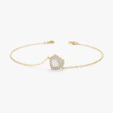 Yellow Gold Pearl Heart Bracelet