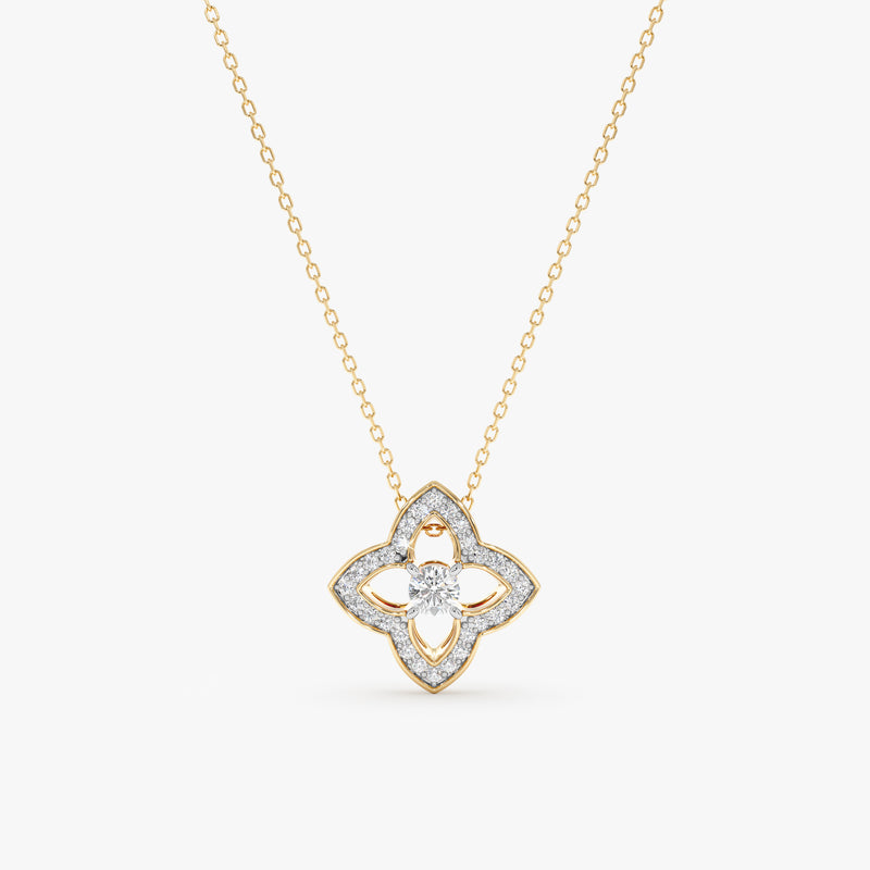 White Diamond Clover Necklace, Nancy