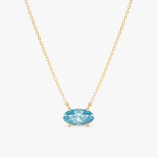 Oval Blue Topaz Necklace, Hiba