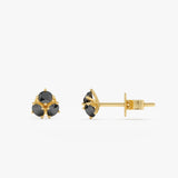 Triple Black Diamond Stud Earrings, Abnus