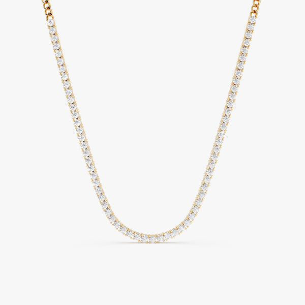 Diamond Tennis Necklace with Cuban Chain, Mackenzie