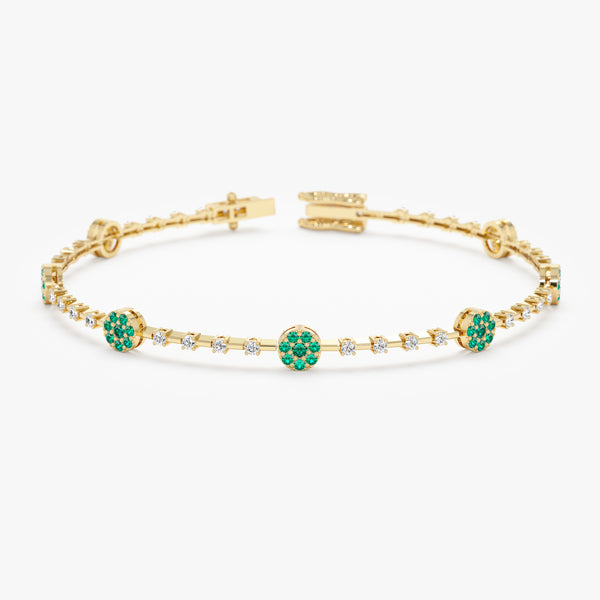 petite emerald daisy bracelet with genuine diamonds