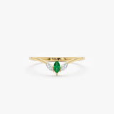 emerald and diamond yellow gold band