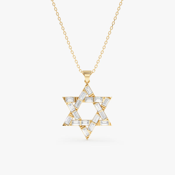 Baguette Diamond Star of David Pendant Necklace, Batya