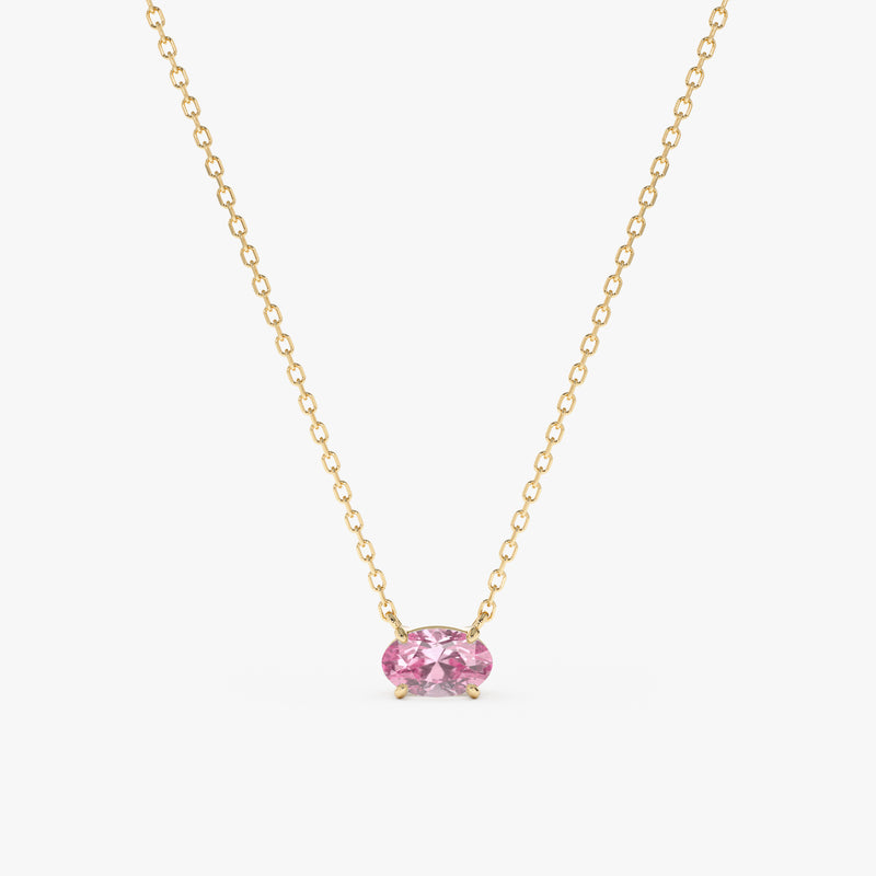 14k Gold Pink Sapphire Pendant Necklace