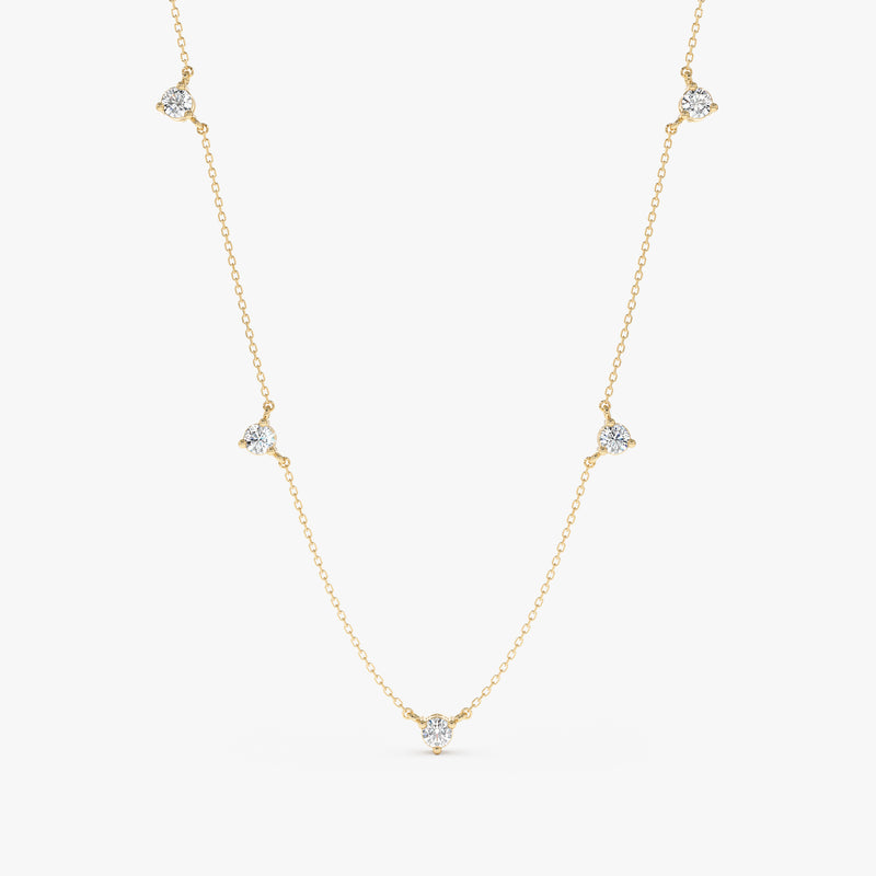 yellow gold diamond station necklace