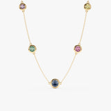 Multi-Color Sapphire Station Necklace, Layla