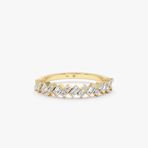 yellow gold diamond half eternity ring