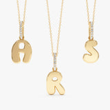 Bubble Letter Initial Pendant