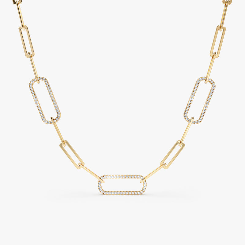 Diamond Paperclip Chain Necklace