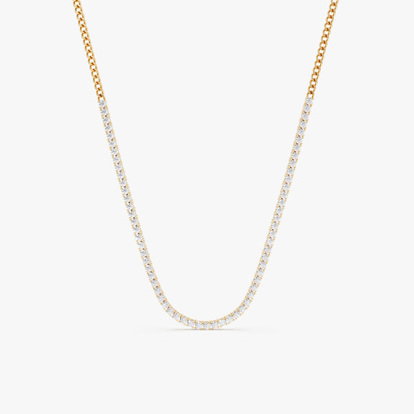 Diamond Tennis Necklace with Cuban Chain, Mackenzie